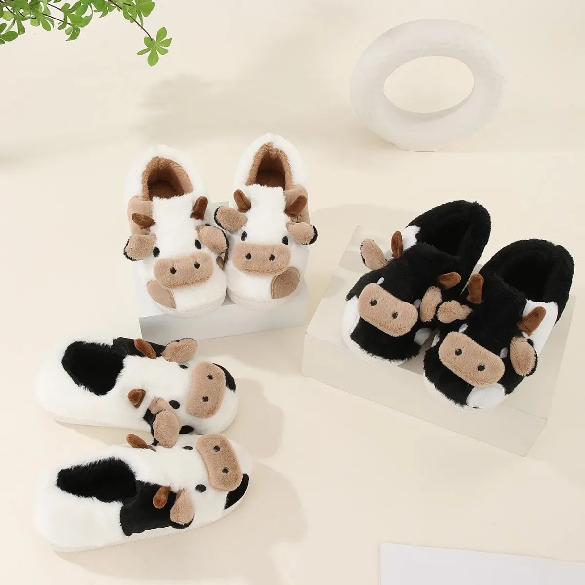 Daisy & Ned™ Soft-Stitched Cow Slippers